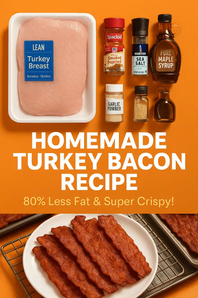 Pinterest pin homemade turkey bacon recipe with premium ingredients CrennRecipes