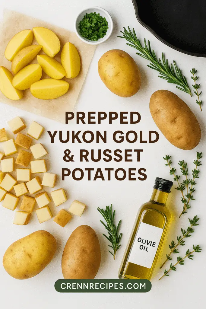 15‑Minute Crispy Potatoes CRENNRECIPES.COM ingredients flat lay