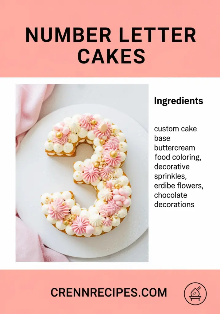 Pinterest pin number letter cakes tutorial CrennRecipes custom design