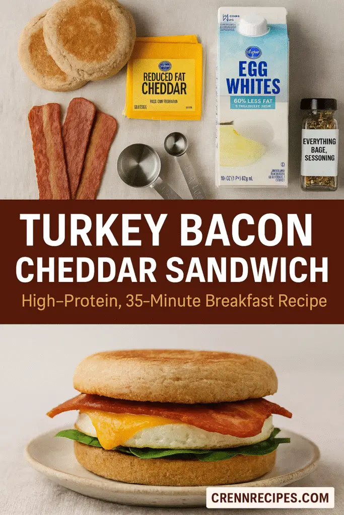 Pinterest-optimized turkey bacon cheddar sandwich with clean branding