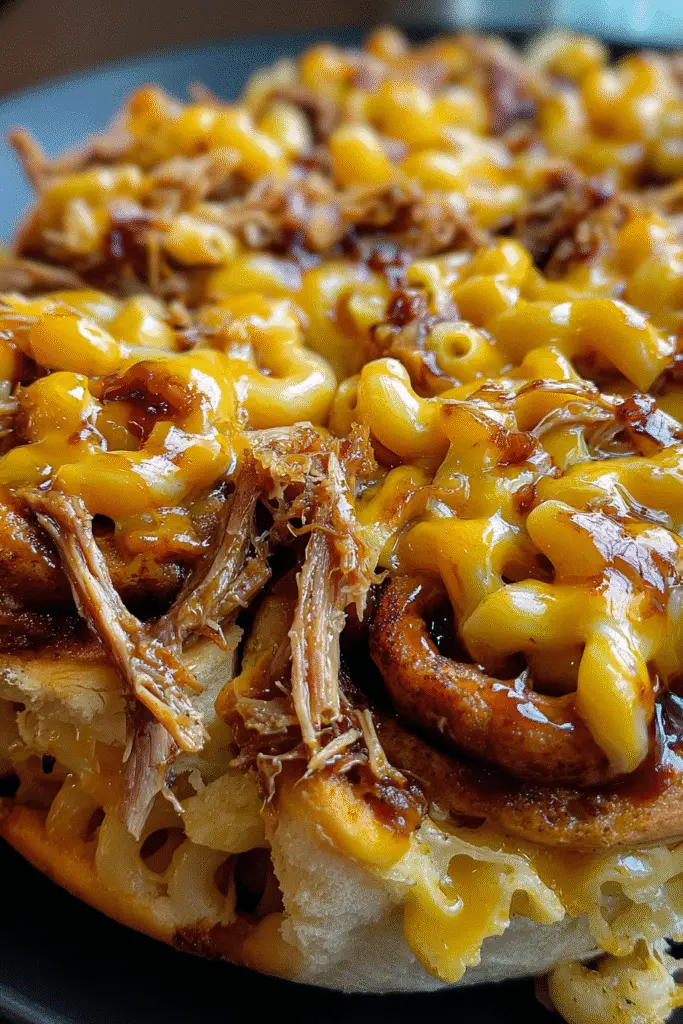 Pinterest-ready Pulled Pork Mac & Cheese Cinnamon Rolls with premium ingredients