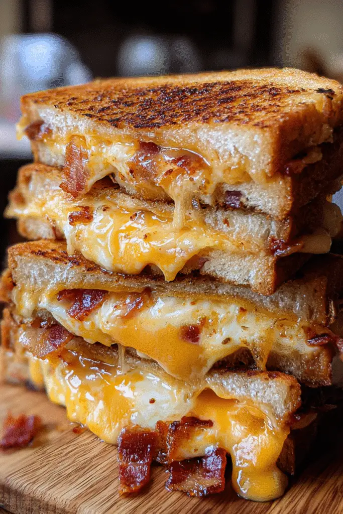 Easy Smoky Bacon Cheddar Grilled Cheese Bake recipe with premium ingredients and golden melted cheese