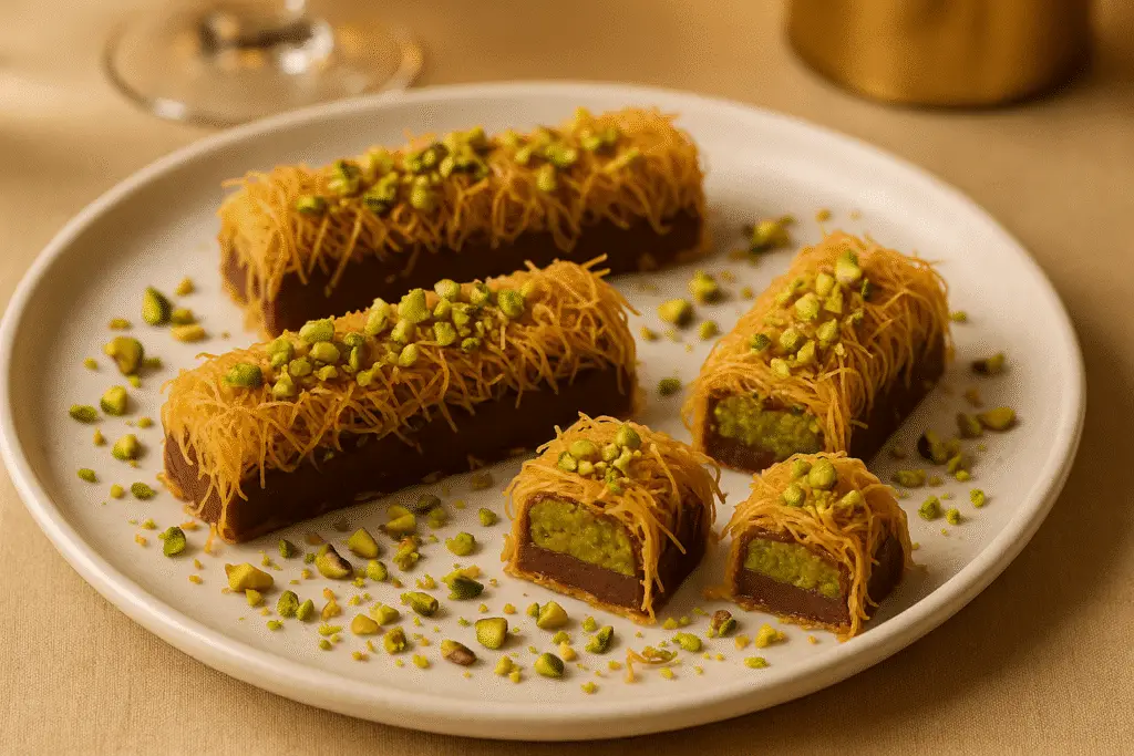 Finished pistachio kataifi chocolate bar near me style luxury presentation