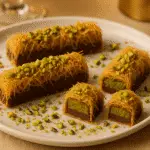 Finished pistachio kataifi chocolate bar near me style luxury presentation