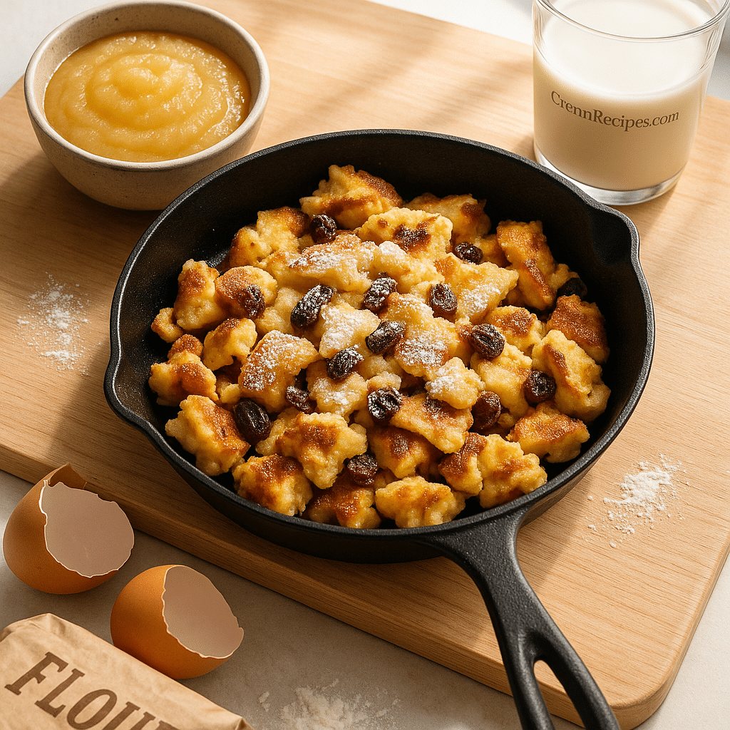 Scrambled Pancakes (Kaiserschmarrn) – authentic Austrian treat with caramelized edges and premium ingredients from CrennRecipes.com