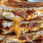 Smoky Bacon Cheddar Grilled Cheese Bake featuring premium double-smoked cheddar and thick-cut bacon in golden baking dish