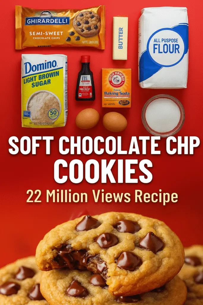 Soft chocolate chip cookies recipe Pinterest CrennRecipes 22 million views baking tips homemade
