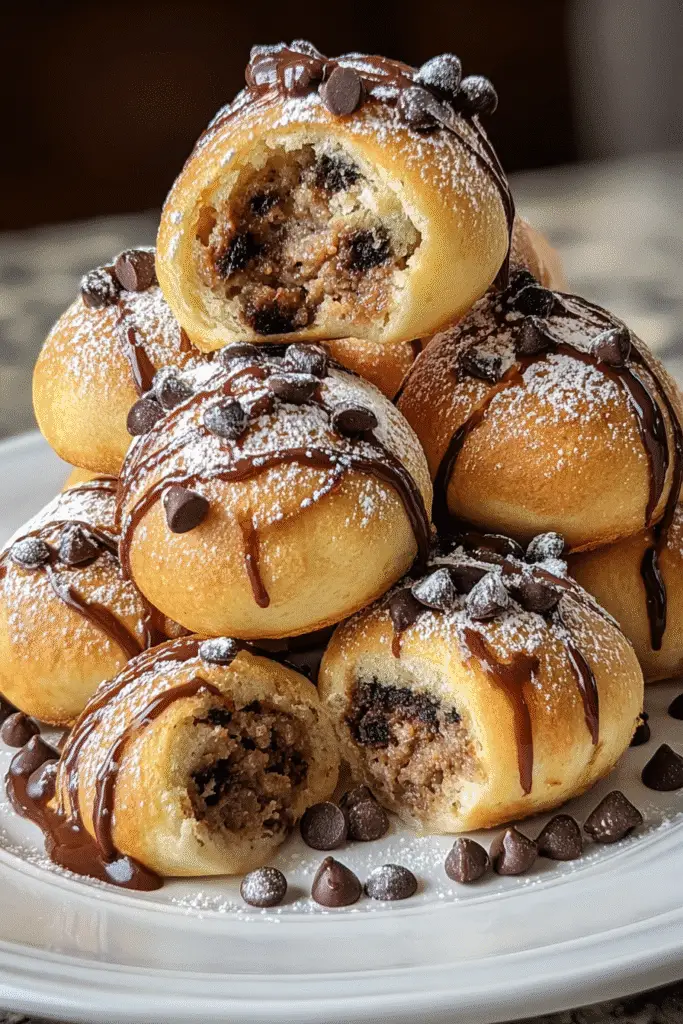 Sweet and savory Chocolate Chip Cookie Sausage Biscuit Bombs breakfast bombs with melted chocolate chips and seasoned sausage
