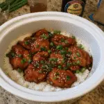 Teriyaki Chicken and Rice Crock-Pot recipe with tender chicken and jasmine rice from CrennRecipes premium collection