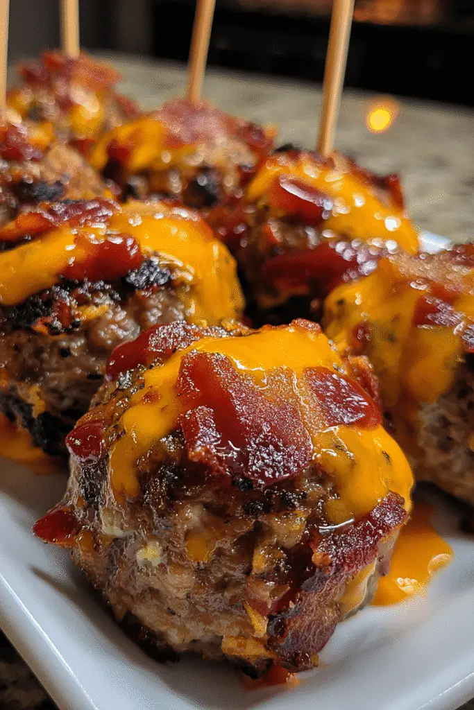 Easy Thanksgiving bacon cheeseburger meatballs recipe perfect for holiday entertaining