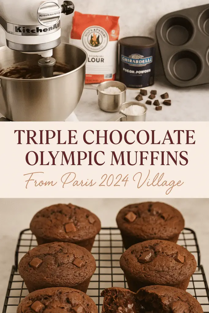 Triple chocolate Olympic muffins recipe - KitchenAid mixing King Arthur flour Paris 2024 viral baking tutorial