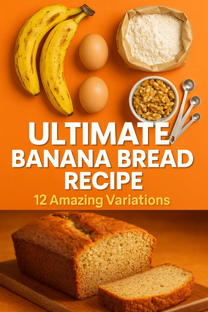 Pinterest pin for ultimate banana bread recipe guide with 12 variations