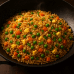 Perfect homemade fried rice recipe with jasmine rice, eggs, and vegetables in wok - CrennRecipes premium cooking