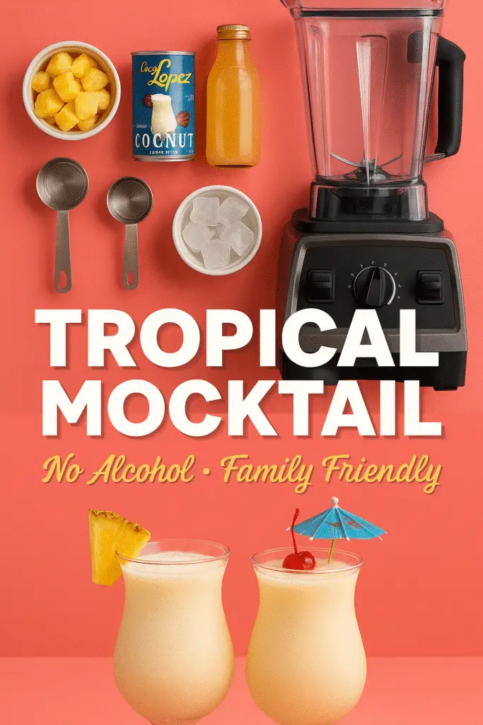 Family-friendly virgin pina colada mocktail recipe with premium coconut cream ingredients