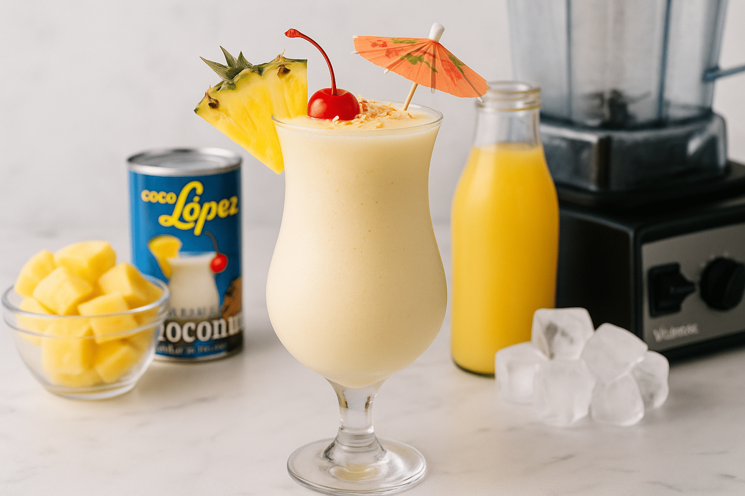 Virgin pina colada recipe with Coco Lopez coconut cream and frozen pineapple ingredients