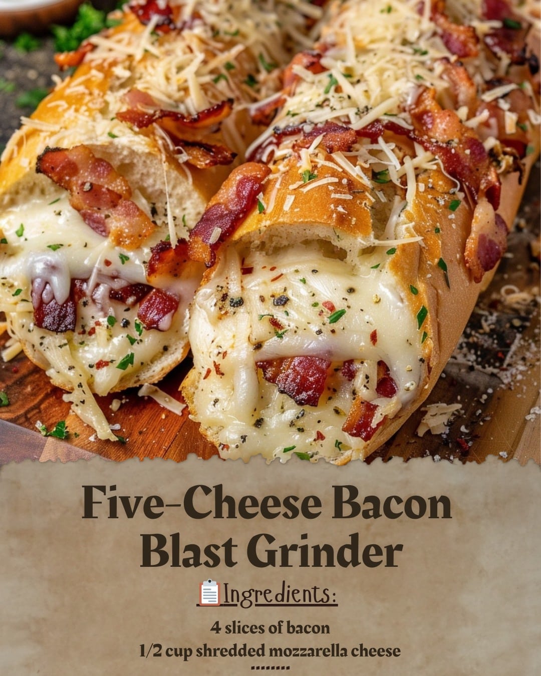 Five-Cheese Bacon Blast Grinder