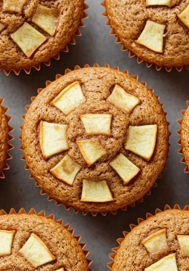 Stack of apple cinnamon muffins with coffee cup showing Weight Watchers friendly breakfast muffins recipe