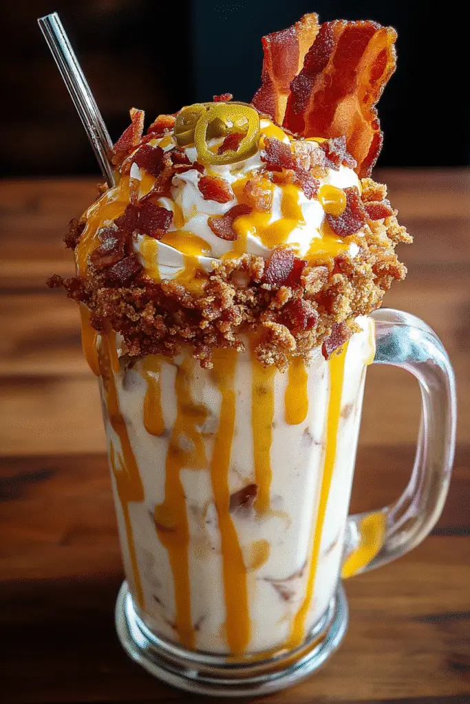 Ultimate Deep Fried Bacon Chili Cheese Milkshake recipe with gourmet presentation