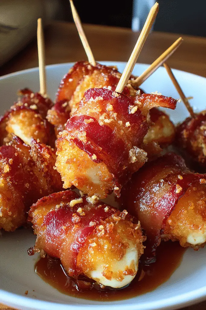 Maple glazed Bacon Mozzarella Poppers recipe - gourmet party appetizers with premium ingredients