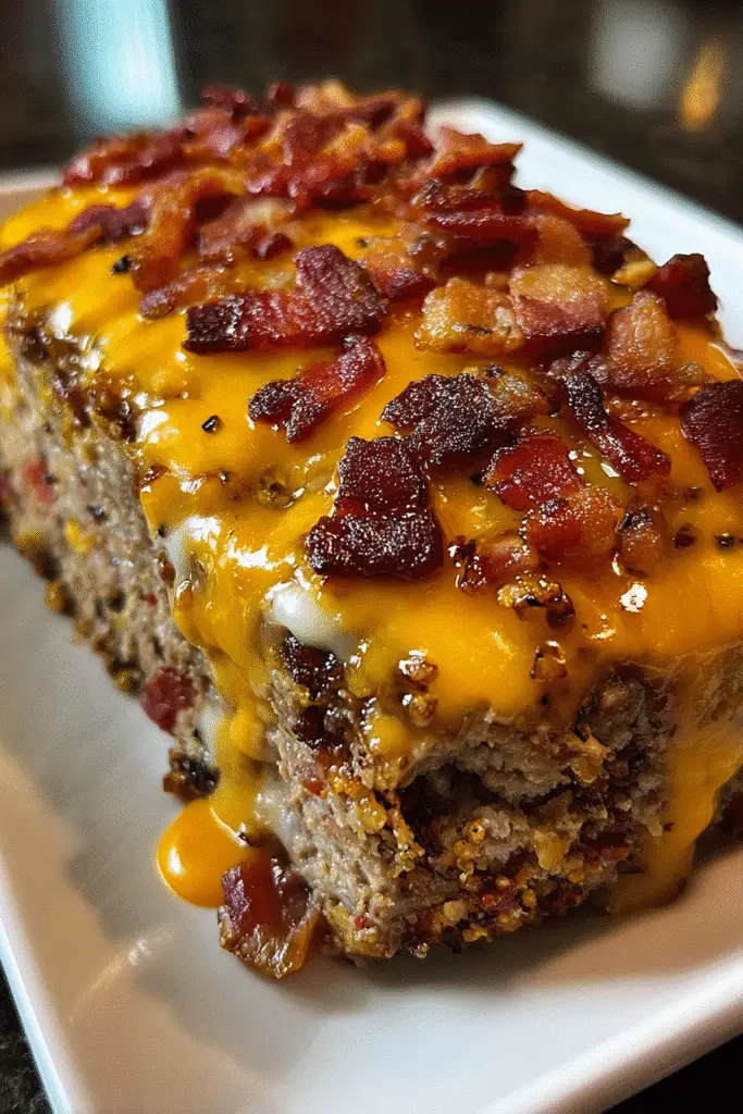 Easy Bacon Ranch Cheeseburger Meatloaf recipe perfect for Pinterest sharing