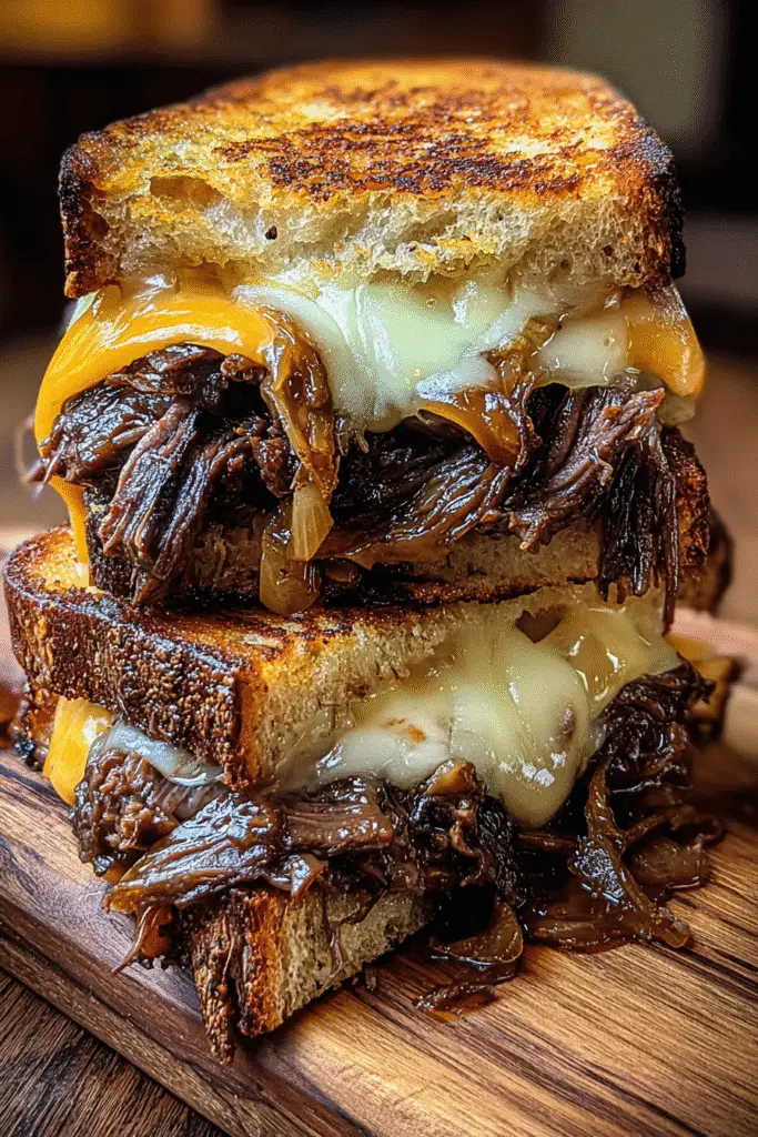 Easy Beer Braised Short Rib Grilled Cheese recipe for comfort food lovers