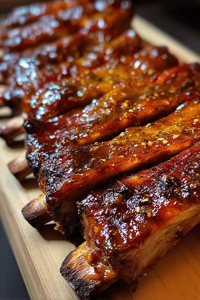 Tender fall-off-the-bone maple bourbon glazed pork ribs cooking tutorial