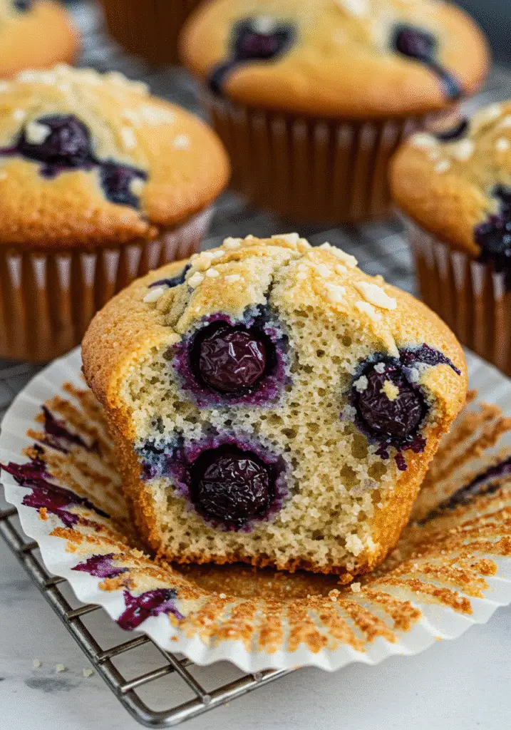 Homemade blueberry muffins recipe with fresh berries - perfect breakfast idea