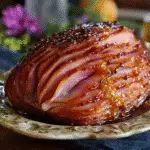 Bourbon Brown Sugar Baked Ham glazed to perfection with premium bourbon and brown sugar glaze