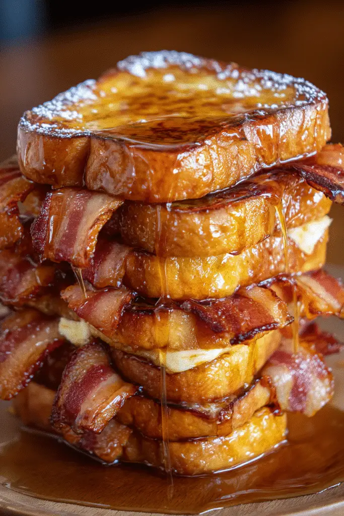 Pinterest-ready Bourbon Maple Bacon Stuffed French Toast recipe with premium ingredients