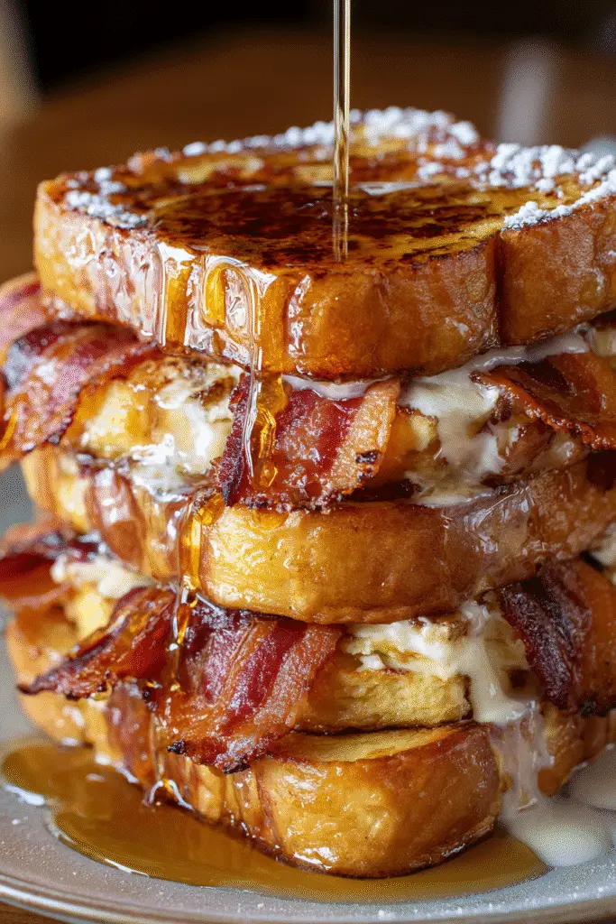 Step-by-step Bourbon Maple Bacon Stuffed French Toast recipe guide with artisan ingredients