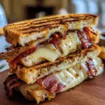 Cajun Maple Bacon Provolone Panini with premium Boar's Head provolone and thick-cut applewood bacon on artisan sourdough