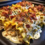 Cheesy Chicken Bacon Ranch Lasagna Rolls with melted cheese and crispy bacon pieces