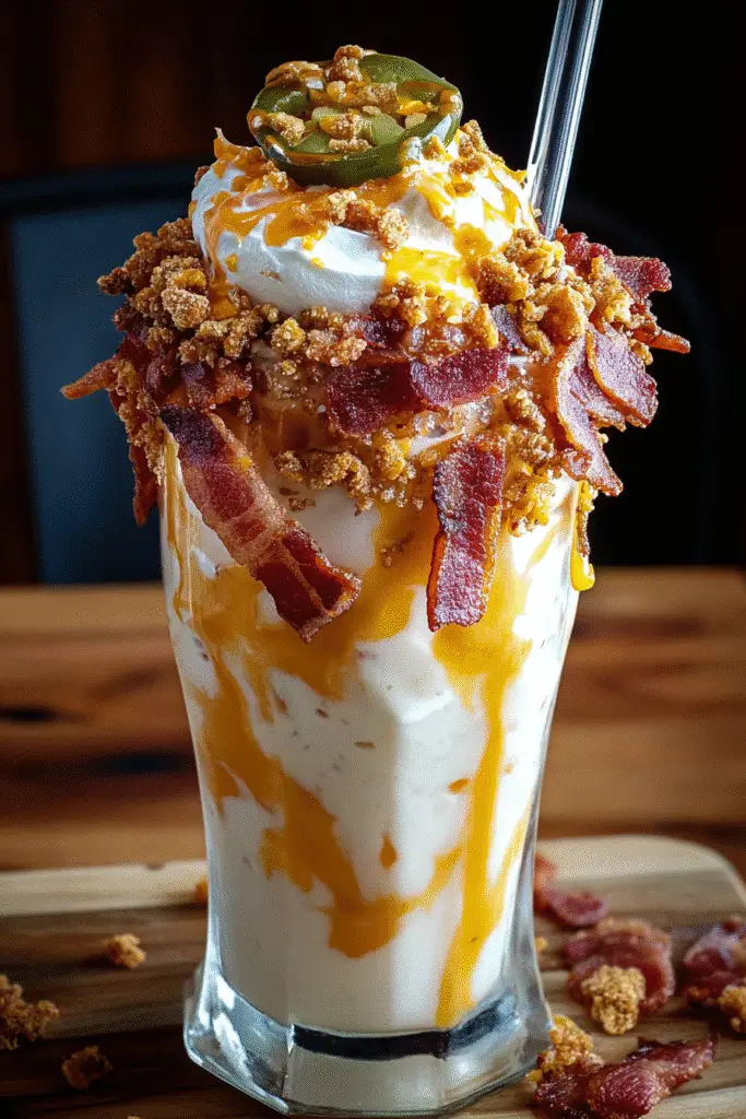 Deep Fried Bacon Chili Cheese Milkshake Pinterest recipe with step-by-step instructions