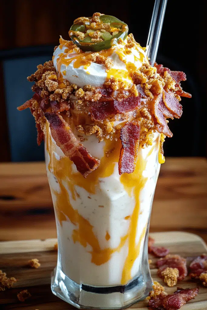 Deep Fried Bacon Chili Cheese Milkshake Pinterest recipe with step-by-step instructions