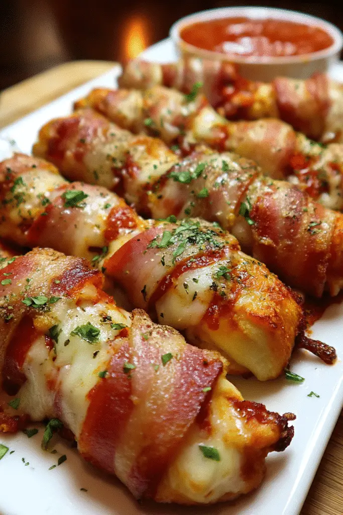 Easy Bacon-Wrapped Pizza Sticks recipe with step-by-step cooking guide and premium ingredients