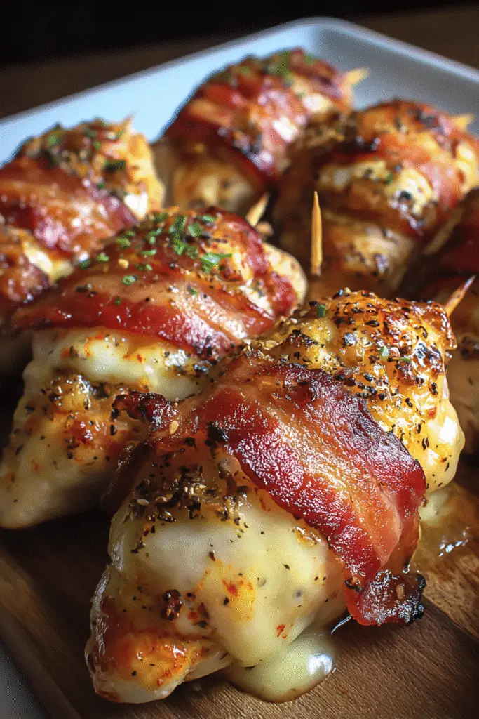Easy Smoked Gouda Chicken Bombs recipe with bacon wrap - keto friendly appetizer by CrennRecipes