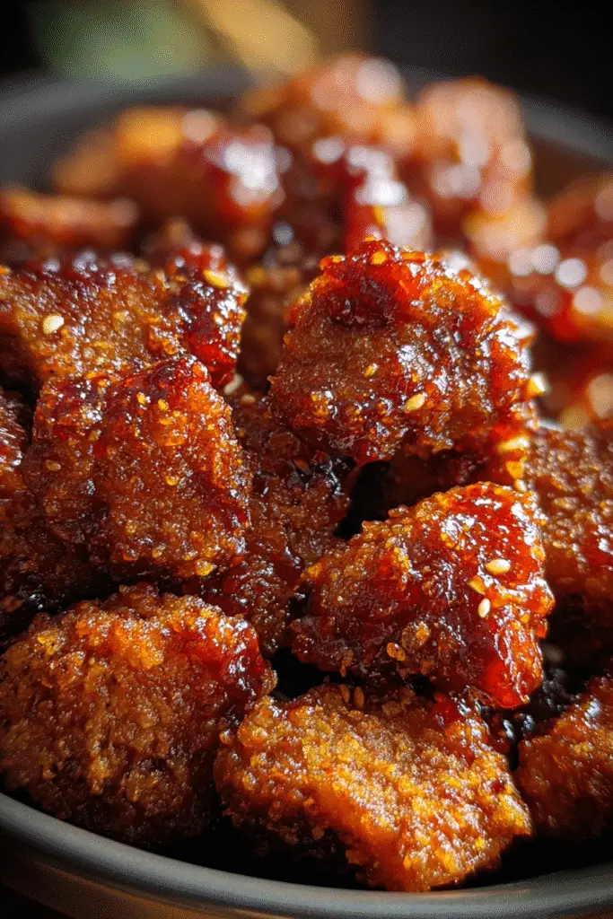 Pinterest-optimized Spicy Fireball Whiskey Pulled Pork Nuggets with premium ingredients and restaurant-quality presentation