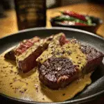 Ghost pepper steak with haunted bourbon cream sauce featuring premium ribeye and authentic ghost peppers