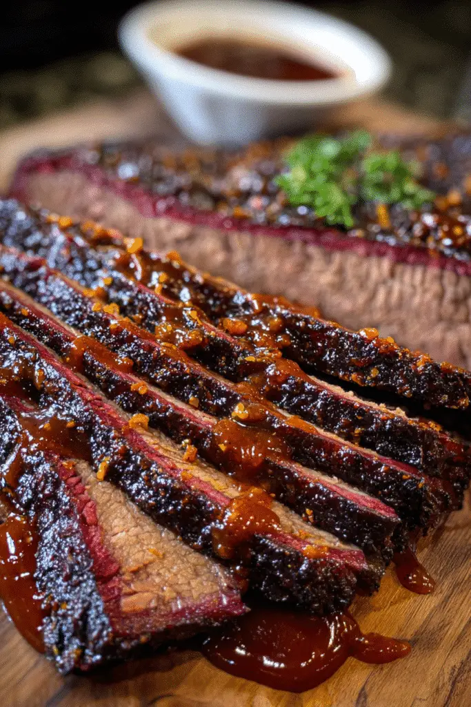 Spooky Halloween smoked brisket with bourbon blood sauce Pinterest recipe