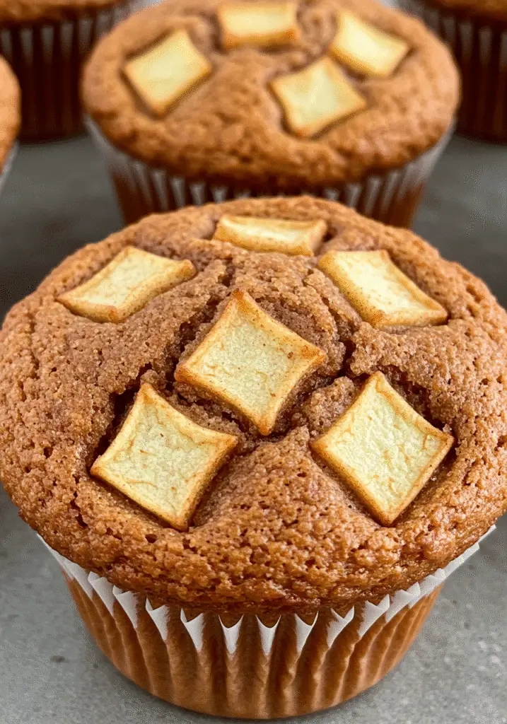 Freshly baked apple cinnamon muffins cooling on wire rack showing homemade muffin baking process