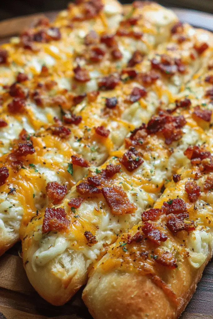 Homemade loaded bacon ranch breadsticks pull apart bread recipe vertical Pinterest image