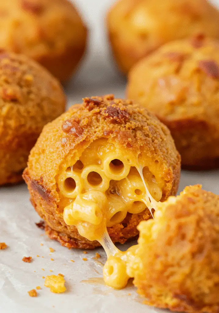 Homemade Maple Bacon Bourbon BBQ Mac & Cheese Bombs appetizer recipe with premium cheese blend