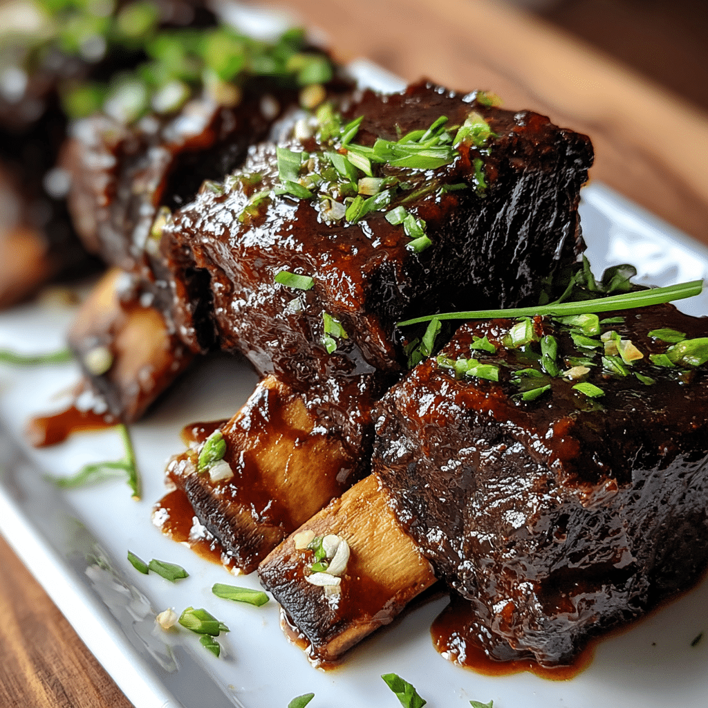 Honey Bourbon BBQ Beef Short Ribs glazed with bourbon honey sauce in Dutch oven