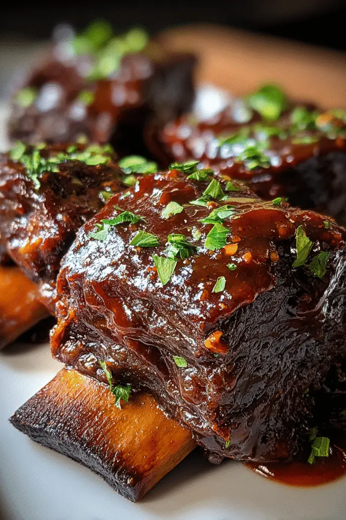 Easy Honey Bourbon BBQ Beef Short Ribs recipe Pinterest pin with cooking tips