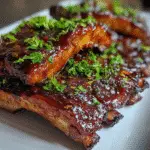 Honey whiskey BBQ pork ribs with glossy Jack Daniel's glaze shot on premium iPhone 15 Pro showing caramelized texture and fall-off-the-bone tenderness
