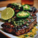 Jalapeño Honey Tequila Steak with grilled lime butter CrennRecipes premium Mexican-inspired recipe