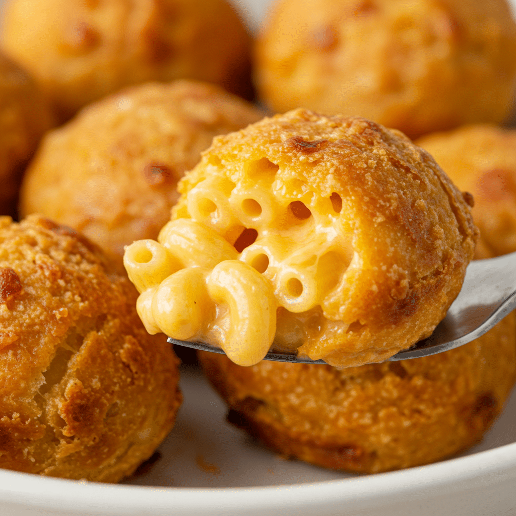 Maple Bacon Bourbon BBQ Mac & Cheese Bombs crispy golden exterior with premium cheese filling