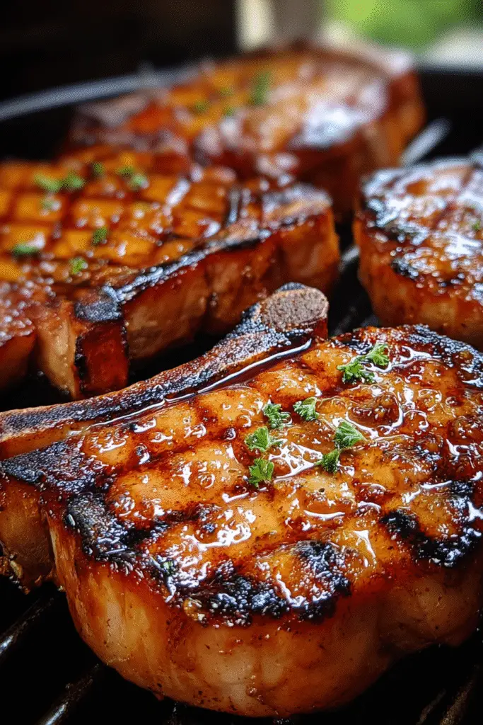 Maple Rum Smoked Pork Chops with rum and maple marinade