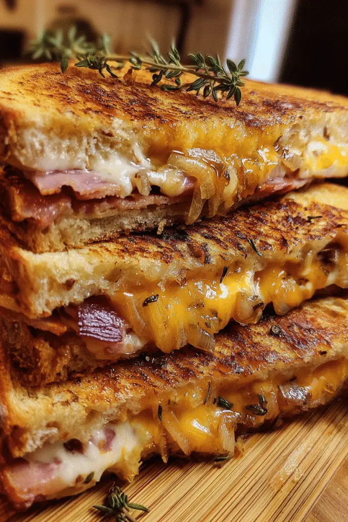 Gourmet triple cheese bacon panini recipe with crispy double-smoked bacon and melted cheese