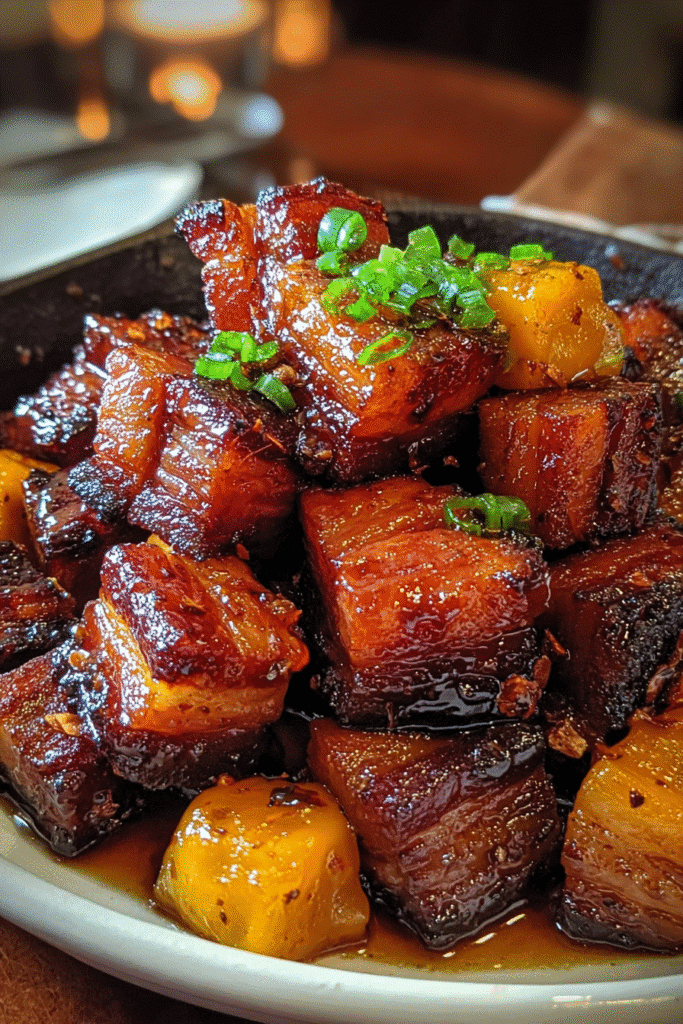 Pinterest-ready habanero peach pork belly with bourbon butter - spicy sweet BBQ recipe perfection